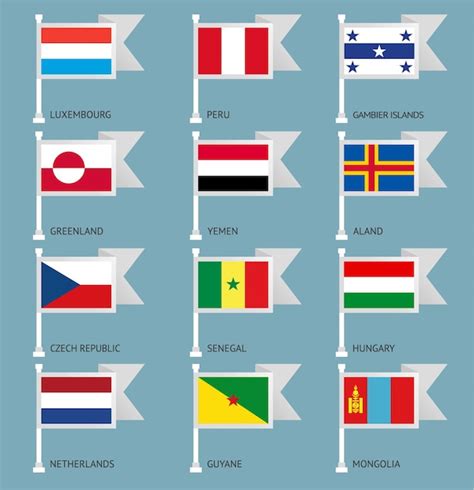 Vlaggen Van De Wereld Premium Vector