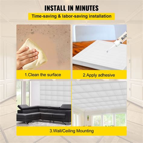 VEVOR Foam Ceiling Tiles, 19.7" x 19.7" Glue-up Ceiling Tiles, 96 pcs