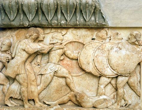 Greece Delphi Siphnian Treasury From The North Frieze Apollo And