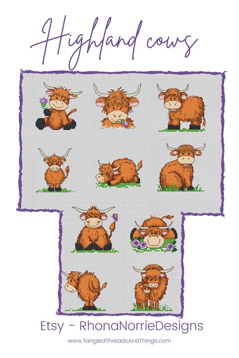 Cute Highland Cows Cross Stitch Charts Cross Stitch Cow Free Cross