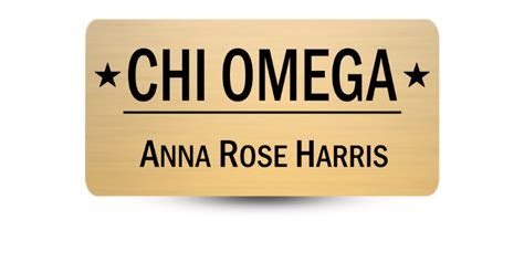 Chi Omega Name Tags In Metal Or Plastic Engraved Or Printed Name Tag