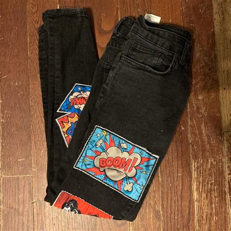 (2Y DNM) Black Tight jeans, With Graphic... - Depop