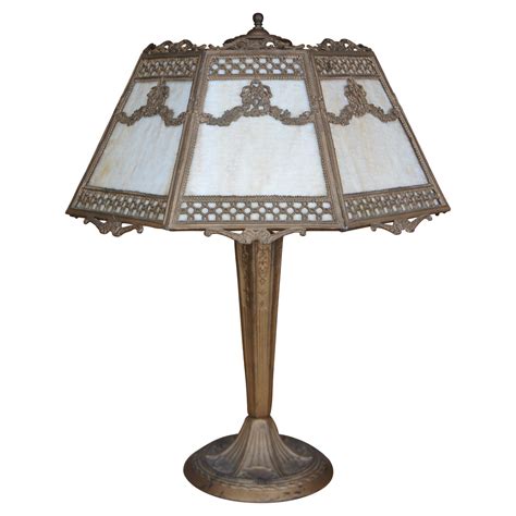 Victorian Bent Slag Glass Table Lamp At 1stdibs