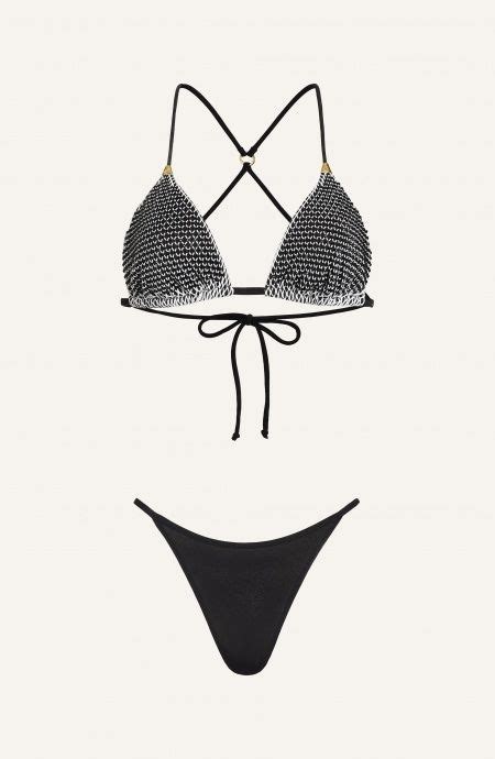 Bikini Triangolo Imbottito Slip Perizoma Rete Strass Taglia S Colore Nero