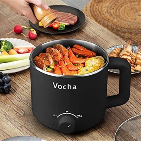 Vocha Electric Hot Pot L Rapid Ramen Noodles Cooker Stainless Steel Mini Stock Pot Multi