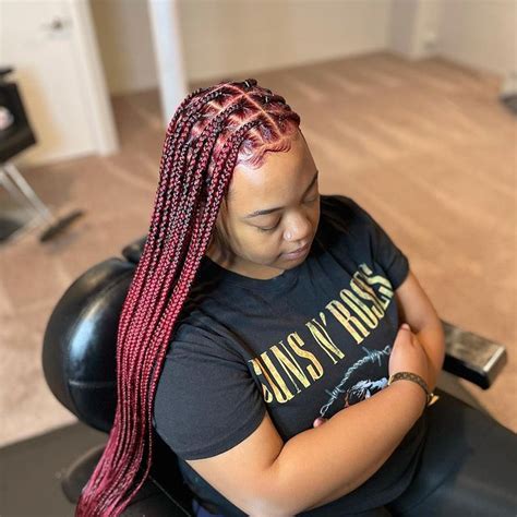 30 Red Knotless Braids That Sizzle And Pop 2024