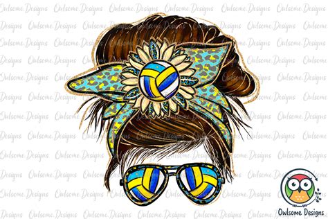 Volleyball Messy Bun Sublimation PNG Graphic By Owlsome Designs