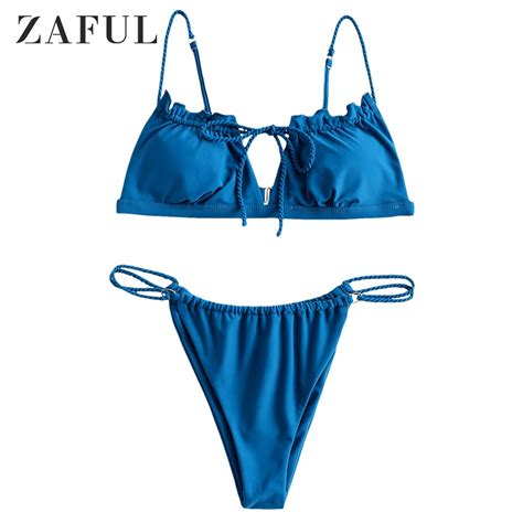 ZAFUL Braided Tie Keyhole Bikini Set Feminine Biki Vicedeal