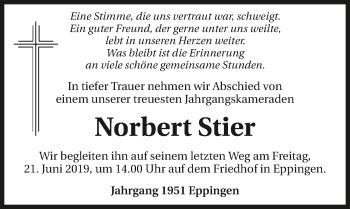 Traueranzeigen Von Norbert Stier Trauerundgedenken De