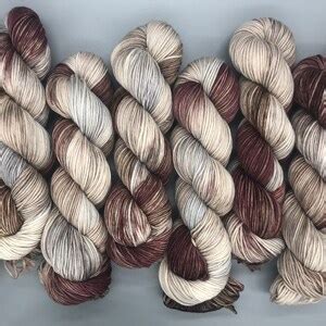 Hand Dyed Yarn Superwash Merino Wool Brown Tan Light Grey