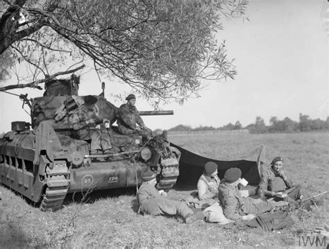 Matilda tank and crew of 49th Royal Tank Regiment at rest during an ...