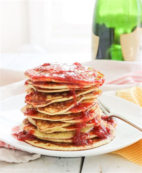 Gluten Free Pancakes Recipe Smashed Strawberry Champagne Sauce