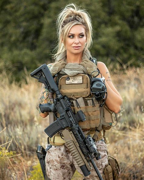 Inked And Armed Gun Babe Military Women Police Women Usmc Ranks Shot To The Heart Hunting