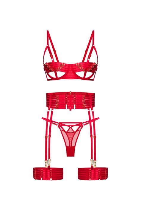 Red Harness Lingerie Set Etsy