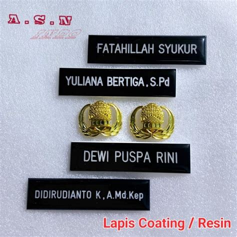 Jual Papan Nama Grafir Magnet Lapisan Coating Resin Pin Korpri