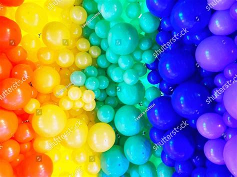 Bright Abstract Background Of Jumble Of Rainbow Colored Balloons