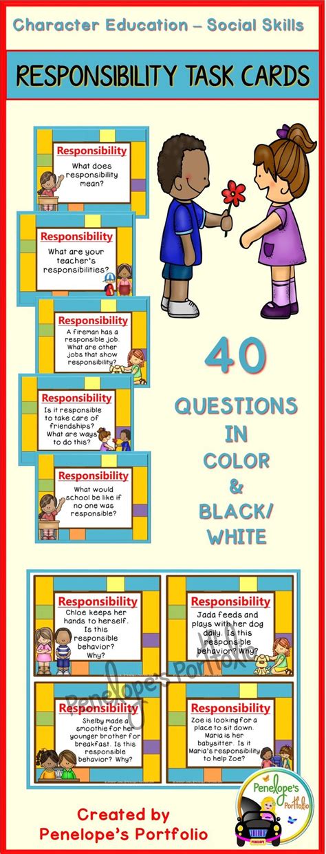 Responsibility Task Cards Questions Taking Responsibility