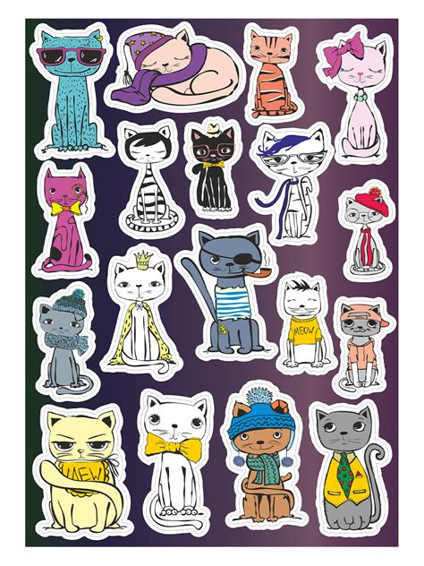 Наклейка Woozzee Цветные коты / стикеры / стикеры самоклеящиеся ...