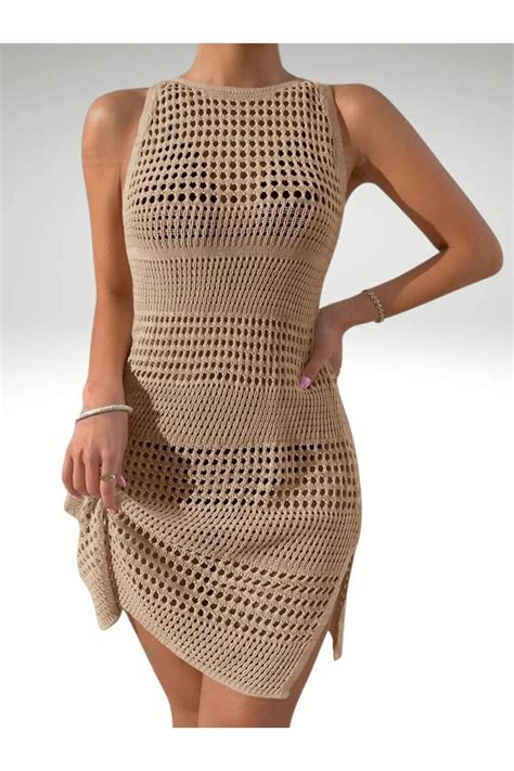 Bracha Ajurlu Desen Bikini Üstü Bisiklet Yaka Kolsuz Plaj Elbisesi Fiyatı Yorumları