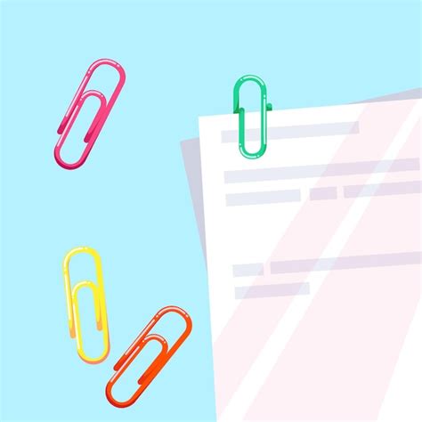 Clips De Colores Uniendo Papel Vector Premium