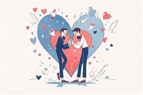 Premium Photo Gay Anime Couple Inside Abstract Heart Illustration Valentine Romantic Background