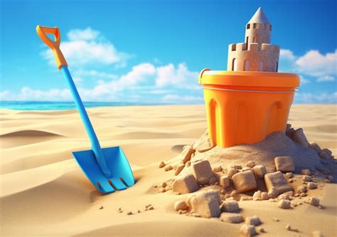 Premium AI Image | sandcastle on the beach next to a bucket and a toy ...