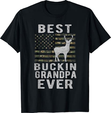 Best Bucking Grandpa Ever Camouflage Us Flag Deer Hunting T Shirt