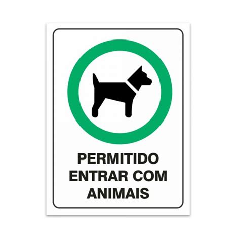 Adesivo Permitido Entrar Animais 20x30 Cm Sinalplast Placas De