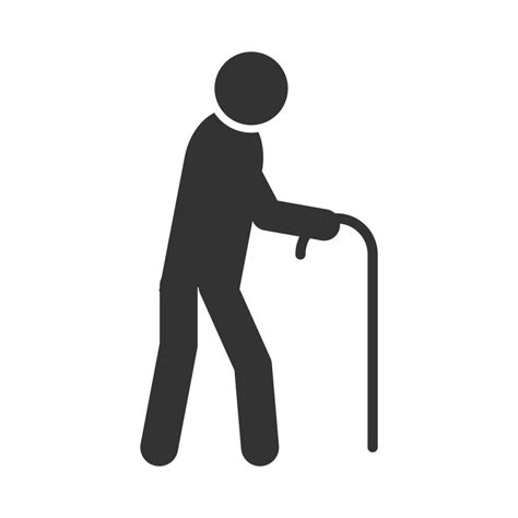 Disabled Person Walking With Cane World Disability Day Silhouette Icon