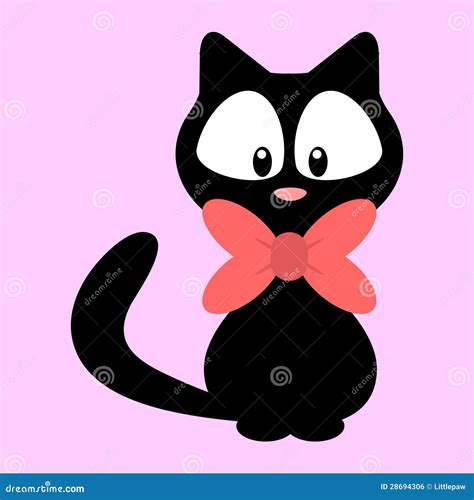 Black Cat With A Bow Stock Vector Illustration Of Babyish 28694306
