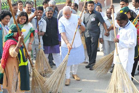 pm modi leads cleanliness drive   gandhi jayanti global indian