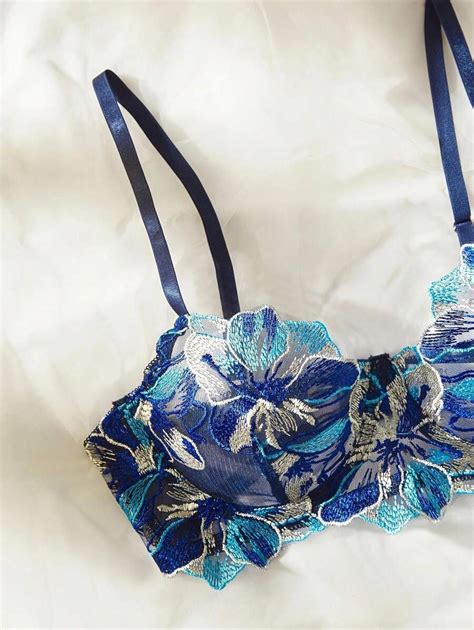Pe As Conjunto De Lingerie De Luxo Feminina Suti E Calcinha Respir Vel Tule Floral