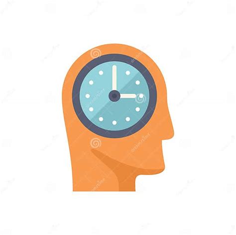 human head  clock thinking  time management stock illustration