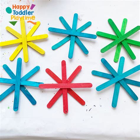 Popsicle Stick Snowflake Craft For Kids Happy Toddler Playtime