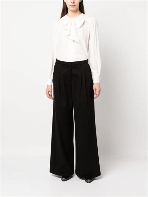 PINKO Pussy Bow Button Up Shirt White FARFETCH