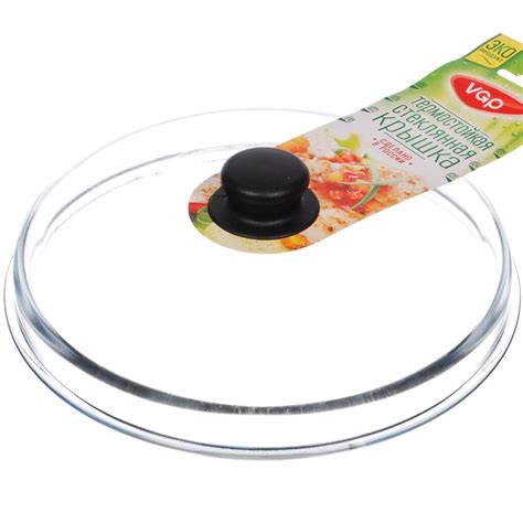 Крышка для посуды стекло, 28 см, Васильевское стекло, VGP, кнопка ...