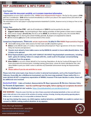Fillable Online Rep Agreement Info Form Fax Email Print Pdffiller