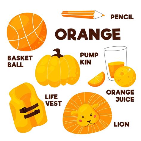Cor Laranja Em Inglês - Cor laranja e vocabulário definidos em inglês | Vetor Grátis