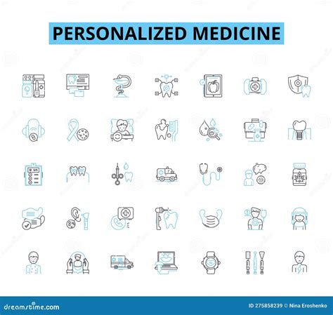 Personalized Medicine Linear Icons Set Genomics Pharmacogenomics