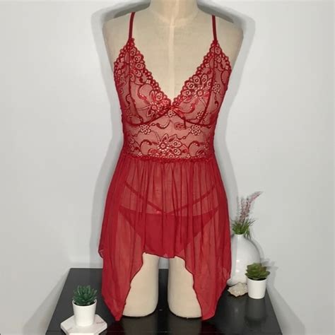 Intimates Sleepwear New Red Lace Chemise Lingerie Set Poshmark