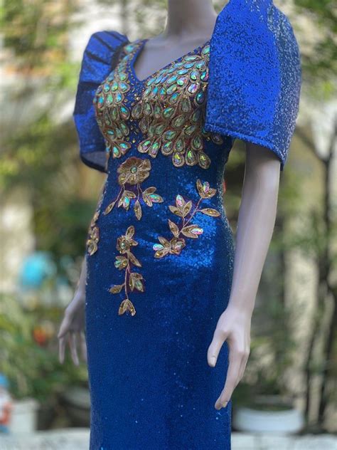 royal blue filipiniana serpentine gown womens fashion dresses sets