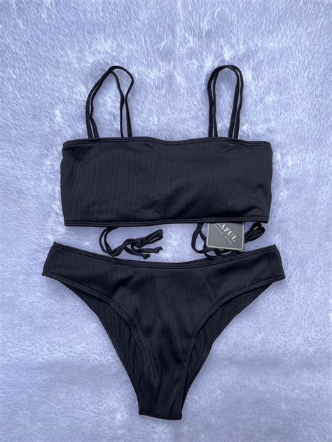 Black Ribbed Bikini Set On Carousell