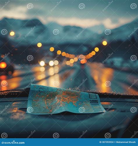 Car Trip Adventure with Road Map Navigating the Journey Ahead Stock ...