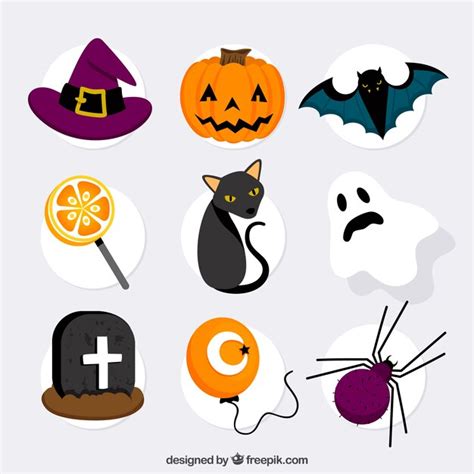 Colección De Etiquetas De Halloween Vector Gratis