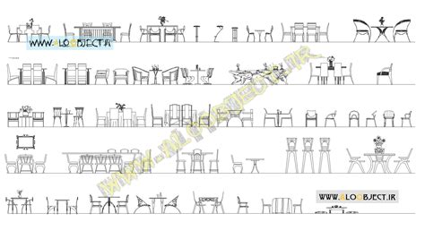 بلاک اتوکد میز و صندلی ها دانلود رایگان بلاک های اتوکد