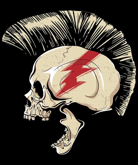 Punk Skull Mohawk Digital Art By Michael S Fine Art America