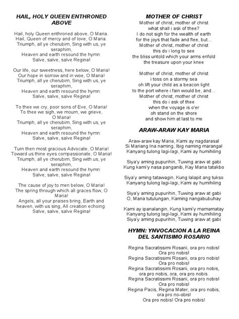 Rosary Songs Pdf Hymns Christian Worship And Liturgy