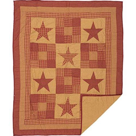 VHC Brands Ninepatch Star Quilted Throw 60x50 Country Patchwork Design