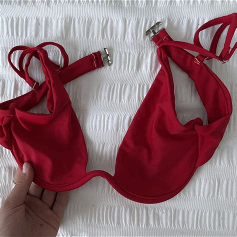Red Underwire Bikini Top Never Worn Super Depop