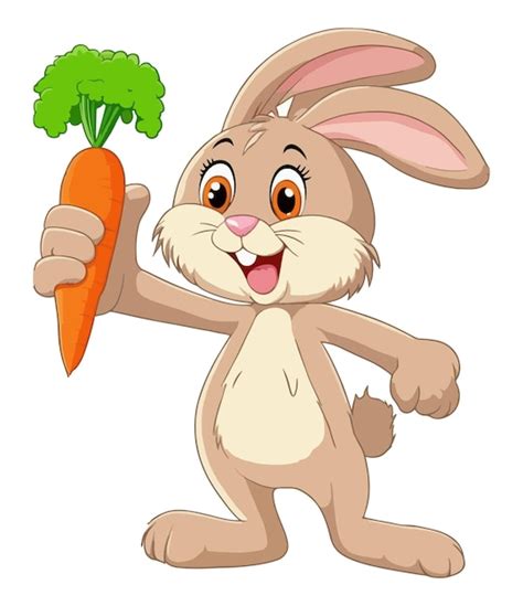 Premium Vector Cartoon Happy Rabbit Holding Carrot